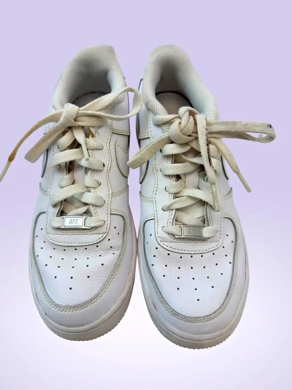 Nike Air Force 1 Kids Sneakers White Leather Low Top Lace Up US 7Y EU 40